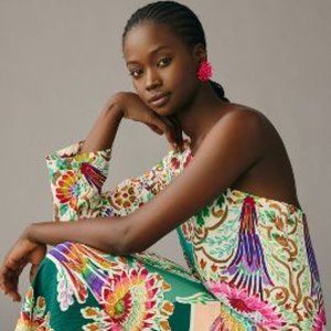 Anthropologie One Shoulder Printed Shift Dress